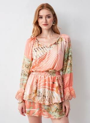 Rochie scurtă mâneci lungi mâneci lungi roz JUST M PARIS femme