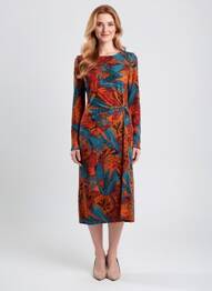 Rochie midi imprimeu fantezie mâneci lungi albastru SURKANA femme