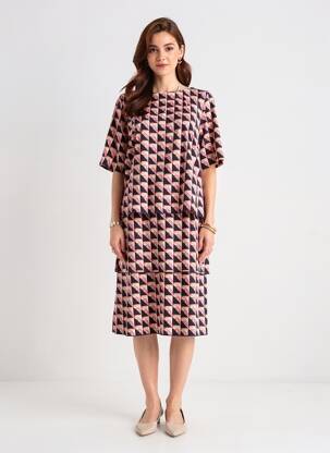 Rochie midi imprimeu fantezie mâneci scurte albastru BETTY BARCLAY femeie