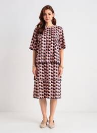 Rochie midi imprimeu fantezie mâneci scurte albastru BETTY BARCLAY femme