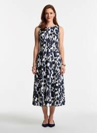 Rochie midi imprimeu fantezie fără mâneci albastru VERA MONT femme