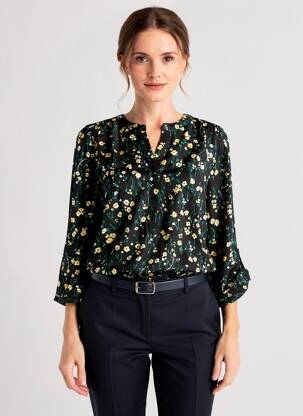 Bluză imprimeu floral mâneci lungi negru STREET ONE femme