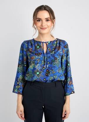 Bluză guler rotund mâneci 3/4 albastru ONE STEP femme