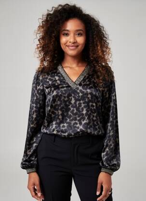 Bluză mâneci lungi mâneci lungi negru SIGNE NATURE femeie