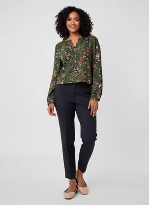 Bluză țesătură poplin mâneci lungi verde S.OLIVER femeie