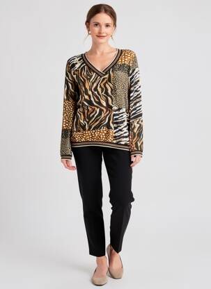 Top elasticitate mâneci lungi negru SIGNE NATURE femeie