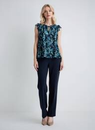 Top imprimeu fantezie mâneci scurte albastru SUD EXPRESS femme