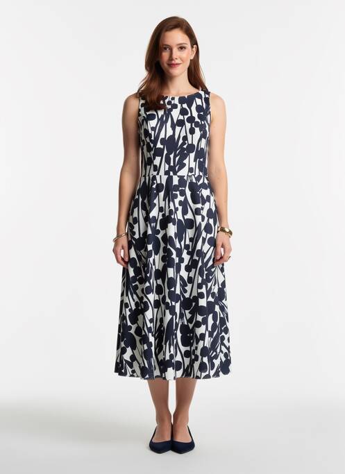 Rochie midi imprimeu fantezie fără mâneci albastru VERA MONT femme