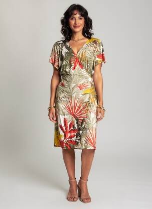 Rochie midi mâneci scurte mâneci scurte verde ONE STEP femme