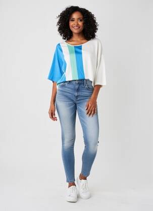 Pulover croială cambrată mâneci 3/4 bej MARINA V femme