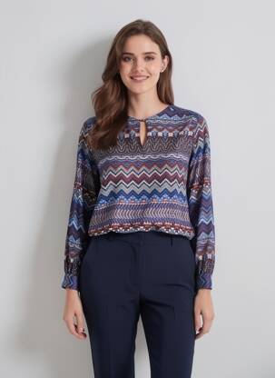 Bluză țesătură poplin mâneci lungi albastru LA FEE MARABOUTEE femeie