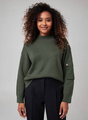 Pulover guler rotund mâneci lungi verde K-DESIGN femeie