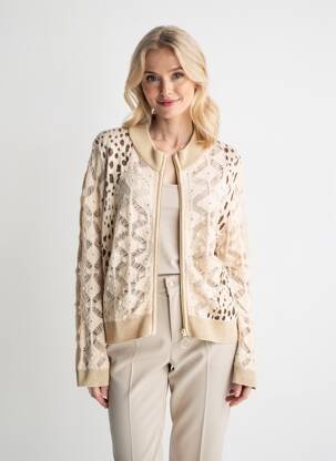 Vestă cu mâneci lungi strânsă pe partea de jos bej ELISA CAVALETTI femme