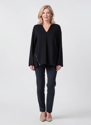 Top guler în v mâneci lungi negru SPORTALM femeie