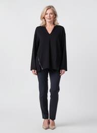 Top guler în v mâneci lungi negru SPORTALM femme