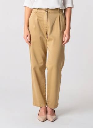 Pantalon drept închidere cu fermoar sub clapetă cu nasturi bej GARCIA femme
