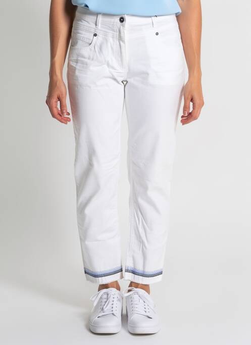 Pantalon 7/8 închidere cu fermoar sub clapetă cu nasturi alb BETTY BARCLAY femme