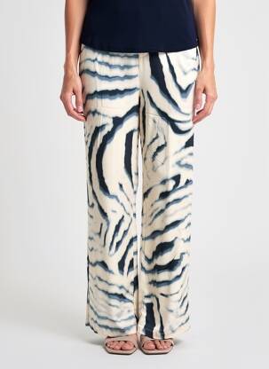 Pantalon drept țesătură poplin mărime normală albastru SIGNE NATURE femeie