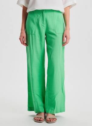Pantalon drept țesătură crep mărime normală verde SIGNE NATURE femeie