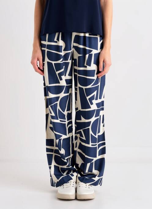 Pantalon larg țesătură poplin mărime normală albastru B.YOUNG femme