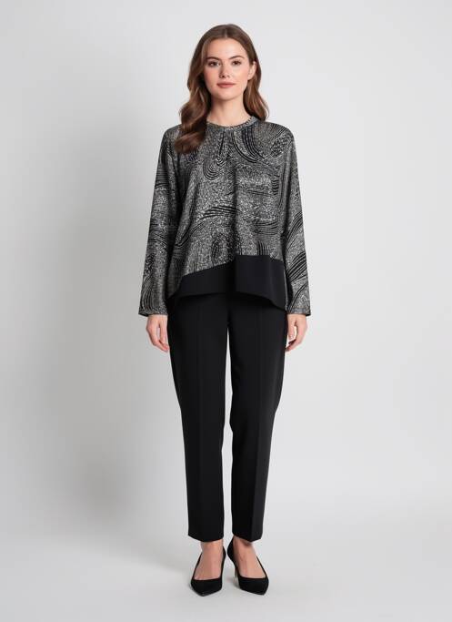 Pulover guler rotund mâneci lungi negru NYMPHA femme