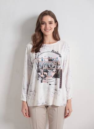 Top croială fluidă mâneci lungi alb EGO femme