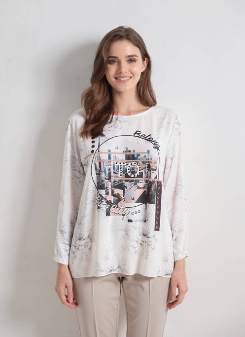 Top croială fluidă mâneci lungi alb EGO femme