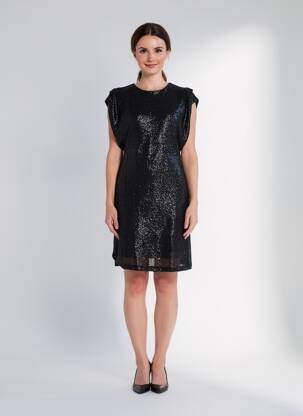 Rochie midi mâneci scurte mâneci scurte negru ICHI femeie