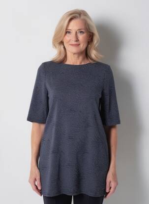 Rochie scurtă mâneci 3/4 mâneci 3/4 albastru HALOGENE femme