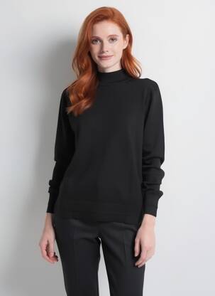 Pulover elasticitate mâneci lungi negru JENSEN femeie