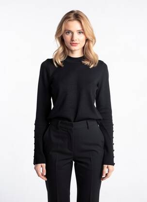 Pulover elasticitate mâneci lungi negru KAFFE femeie