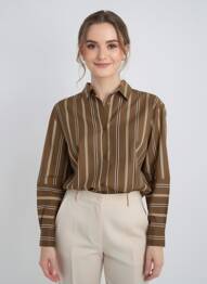 Cămașă croială dreaptă mâneci lungi maro ADORE femme
