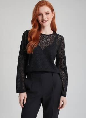 Top croială cambrată mâneci lungi negru JENSEN femeie