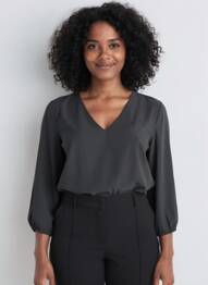 Bluză mâneci lungi mâneci lungi negru KAFFE femme