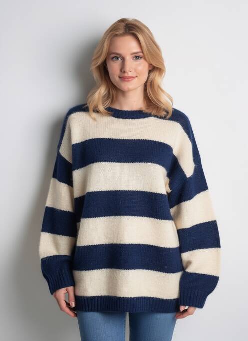 Pulover tunică elasticitate mâneci lungi albastru ICHI femme