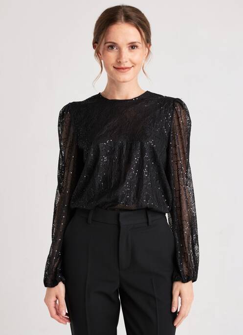 Top croială cambrată mâneci lungi negru KAFFE femme