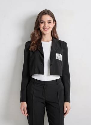 Jachete casual guler tip costum negru AÏKHA femeie