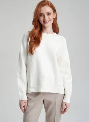 Pulover croială dreaptă mâneci lungi alb L'ATELIER D'ANNA femeie