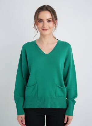 Pulover croială dreaptă mâneci lungi verde L'ATELIER D'ANNA femeie