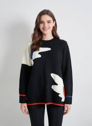 Pulover croială dreaptă mâneci lungi negru SCORZZO femeie