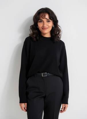 Pulover croială dreaptă mâneci lungi negru C'EST BEAU LA VIE femeie