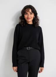 Pulover guler rotund mâneci lungi negru C'EST BEAU LA VIE femeie