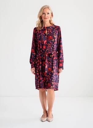 Rochie midi imprimeu fantezie mâneci lungi albastru LA FEE MARABOUTEE femeie
