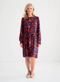 Rochie midi imprimeu fantezie mâneci lungi albastru LA FEE MARABOUTEE femeie