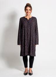 Rochie midi imprimeu fantezie mâneci lungi negru CISO femme