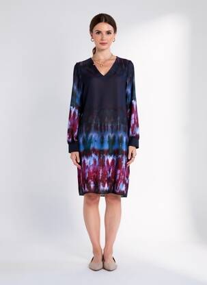 Rochie midi imprimeu fantezie mâneci lungi albastru LA FEE MARABOUTEE femeie