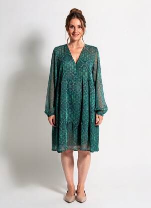 Rochie midi imprimeu fantezie mâneci lungi verde LA FEE MARABOUTEE femeie