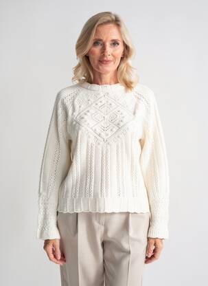Pulover croială cambrată mâneci lungi bej C'EST BEAU LA VIE femeie