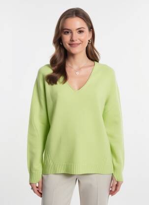 Pulover croială dreaptă mâneci lungi verde L'ATELIER D'ANNA femeie