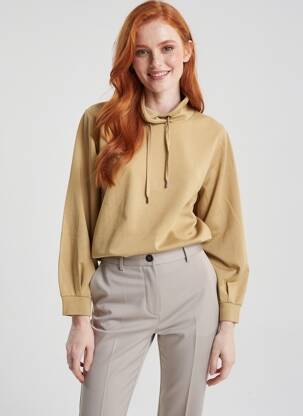 Hanorac cu glugă mâneci lungi mâneci lungi bej BRANDTEX femme